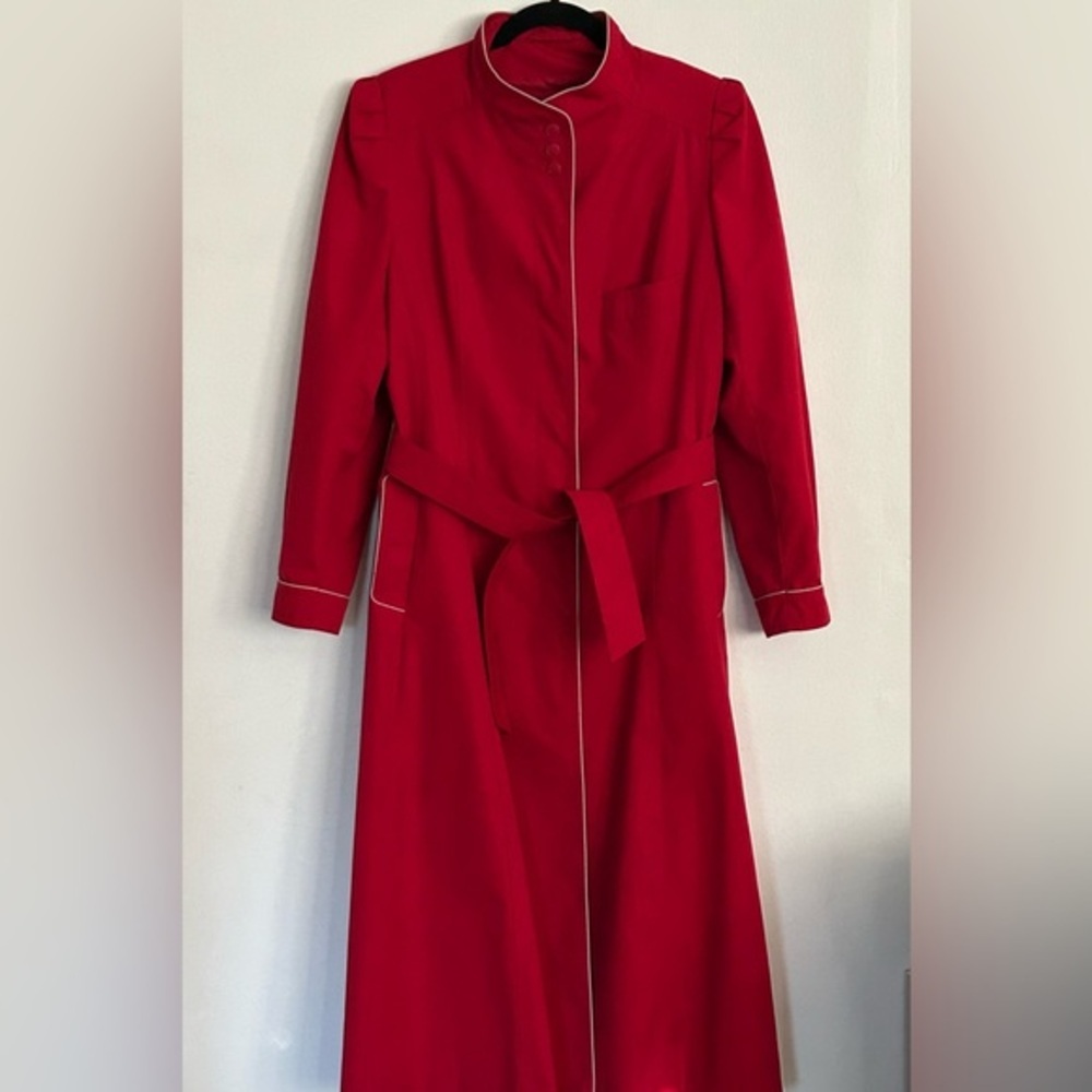 Vintage 80s J. Gallery fitted princess trench coat puffed sleeve EVC
